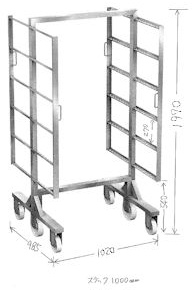 運ぶ スモーク台車(当社オリジナル仕様品)図面
